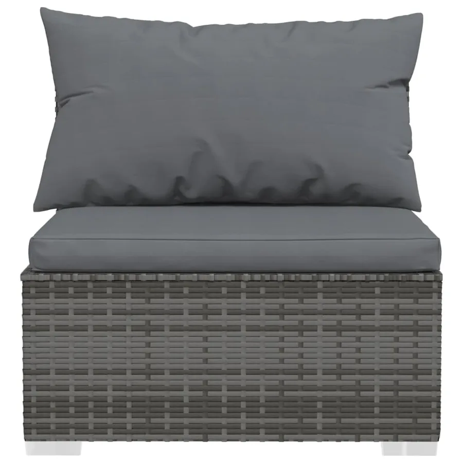 Salon de jardin 5 pcs avec coussins Résine tressée Gris - 6