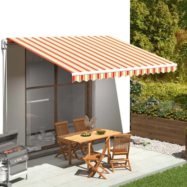 Tissu de remplacement pour auvent jaune et orange 4,5x3,5 m polyester