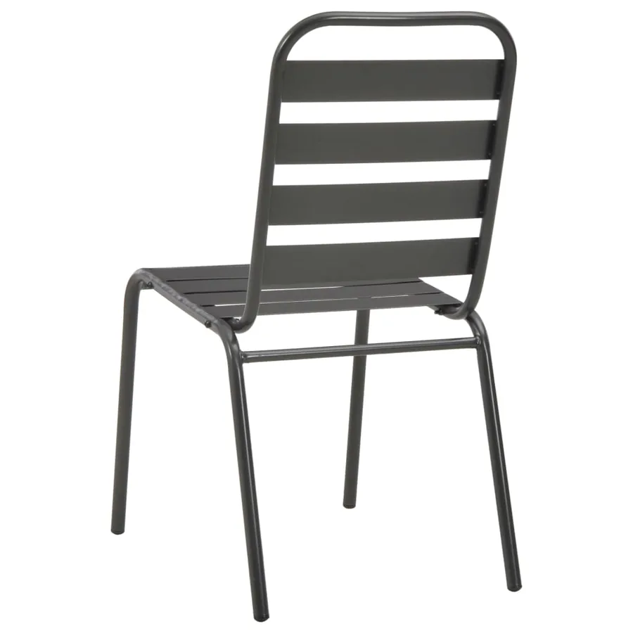 Chaises d'extérieur lot de 4 Design à lattes Acier Gris foncé - 5