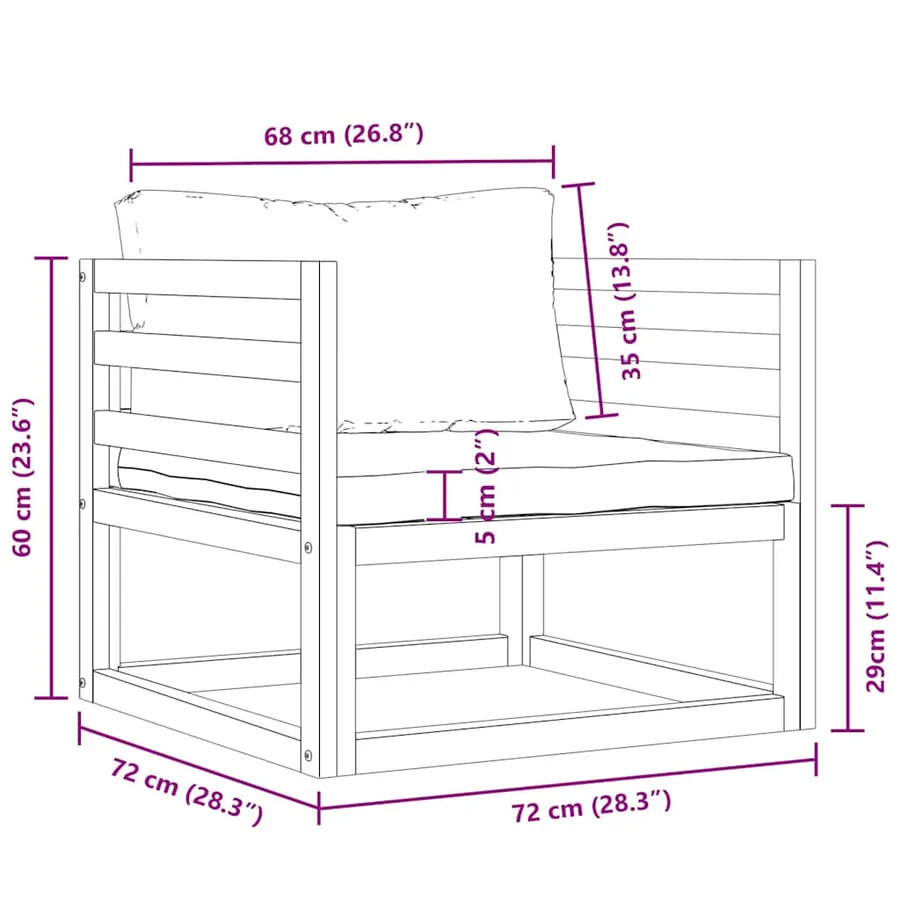 Chaise de jardin avec coussins crème Bois d'acacia massif - 10