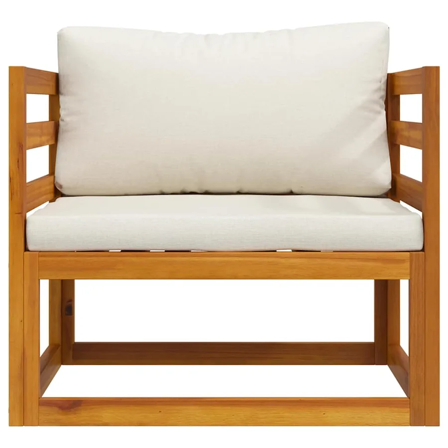 Chaise de jardin avec coussins crème Bois d'acacia massif - 4