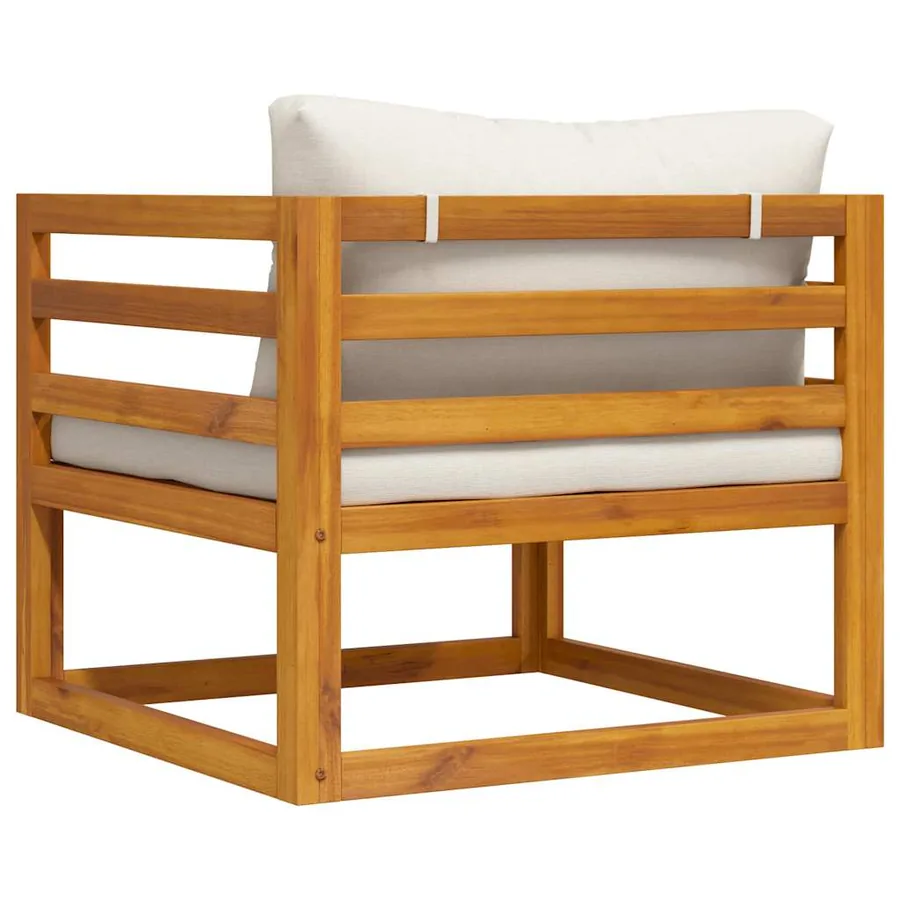 Chaise de jardin avec coussins crème Bois d'acacia massif - 6
