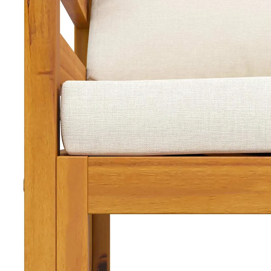 Chaise de jardin avec coussins crème Bois d'acacia massif - 7