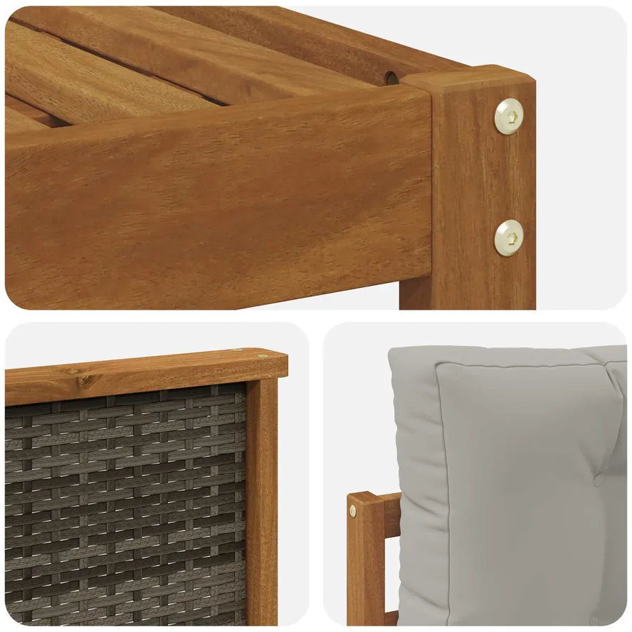 Ensemble de canapés d'extérieur 6 pcs Naturel et Gris clair - 6