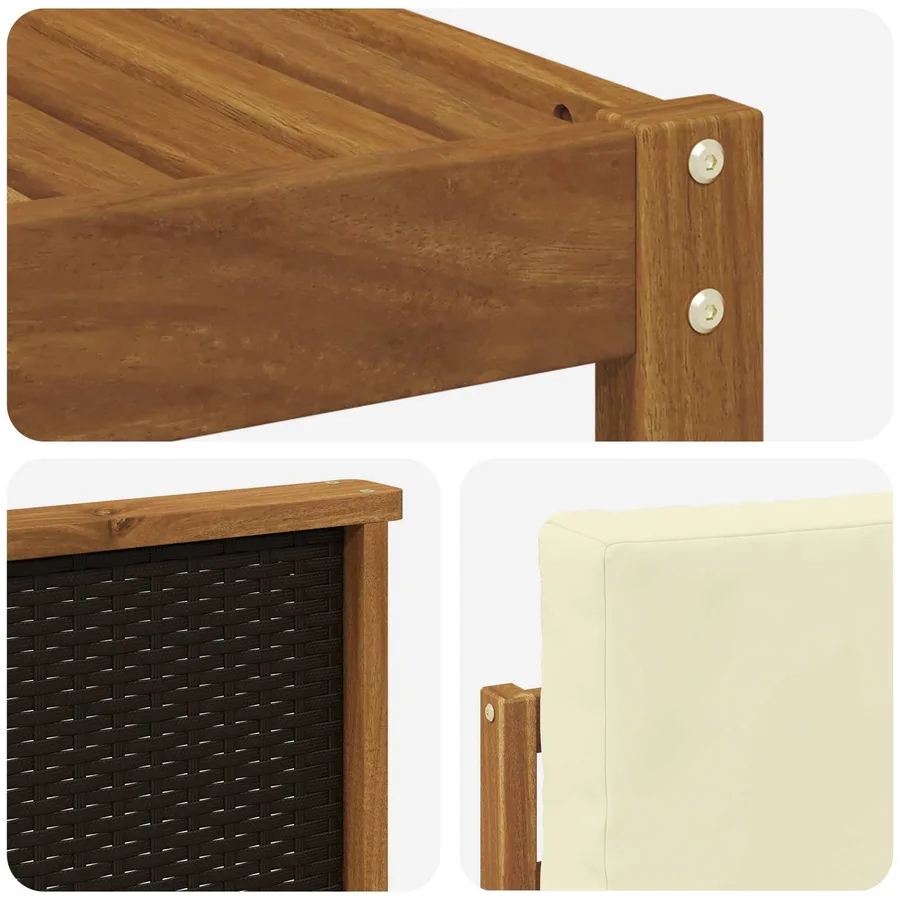 Ensembles de canapés avec coussin 8 pcs Bois d'Acacia Massif - 5