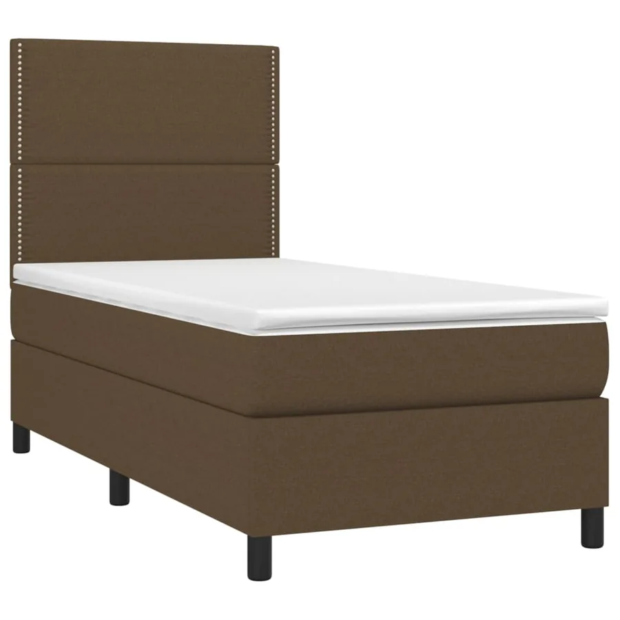 Sommier à lattes de lit et matelas et LED Marron foncé 90x190cm - 3