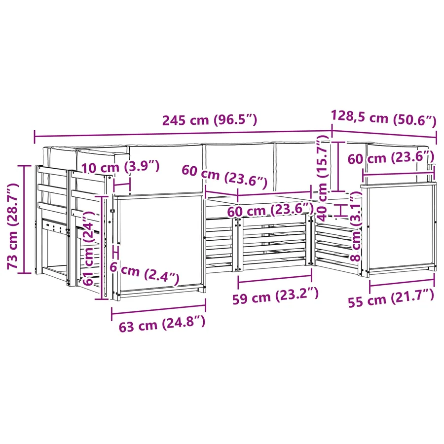 Ensemble de canapé d'angle 5 pcs Naturel et Anthracite - 7