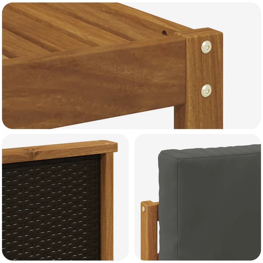 Ensembles de canapés avec coussin 8 pcs Bois d'Acacia Massif - 5