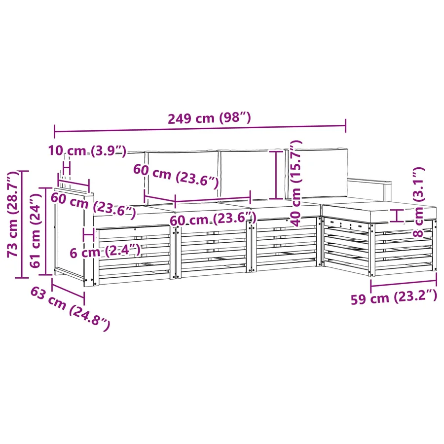 Ensemble de canapés d'extérieur 5 pcs Naturel et Beige - 6