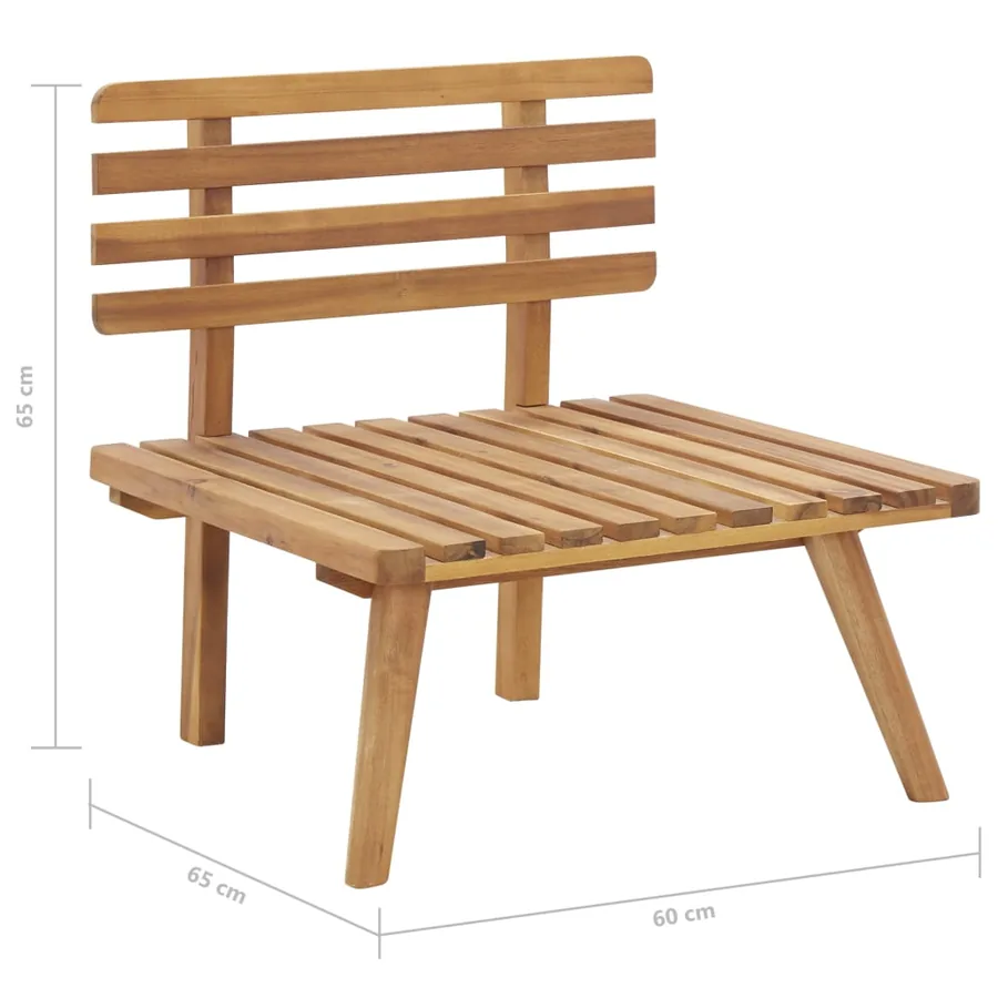 Salon de jardin 4 pcs avec coussins Bois d'acacia solide - 17