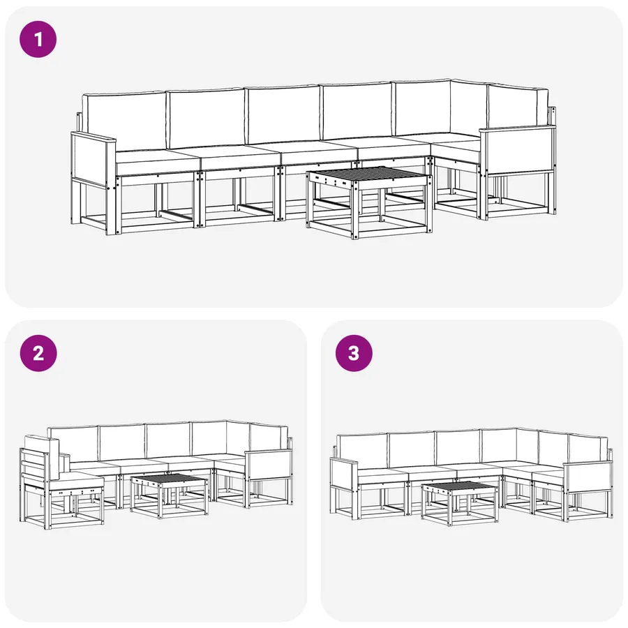 Ensemble de canapés d'extérieur 7 pcs Naturel et Beige - 7