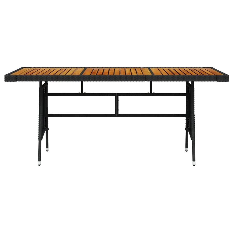 Table de jardin Noir 160x70x72 cm Résine tressée et acacia - 2