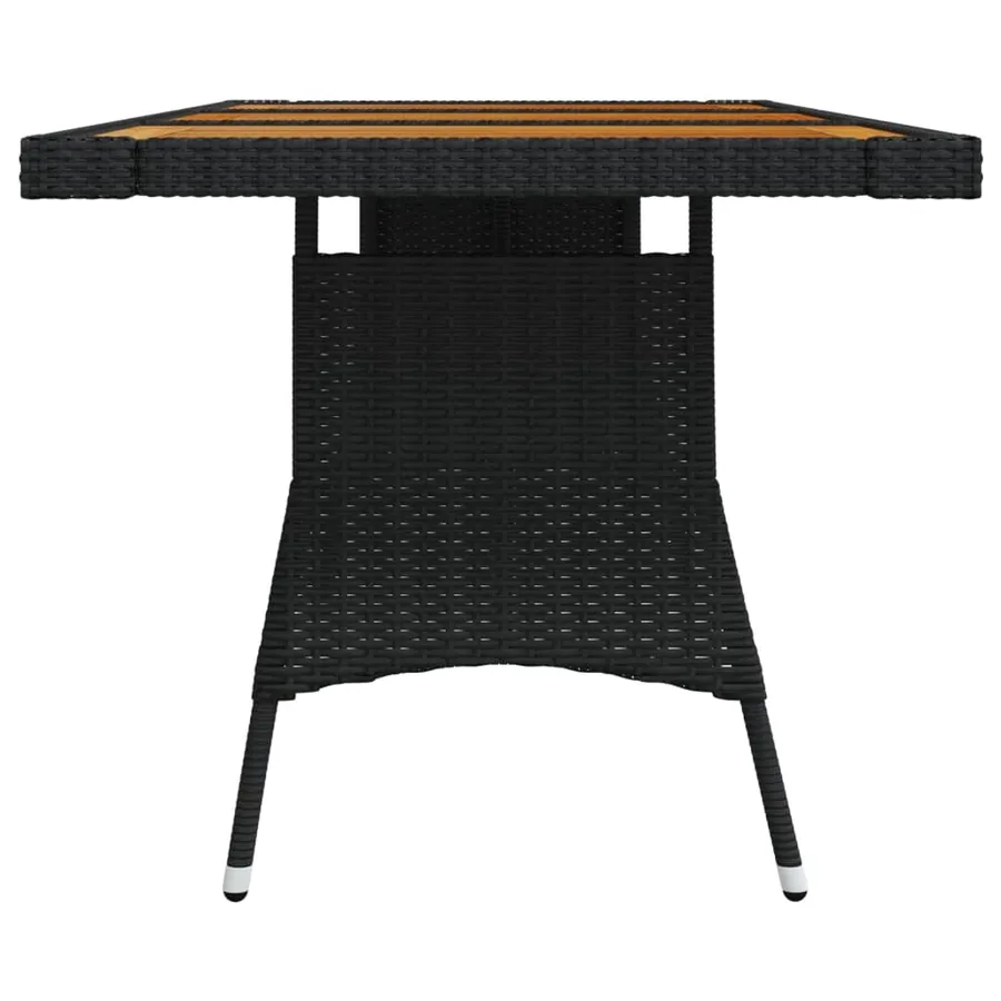 Table de jardin Noir 160x70x72 cm Résine tressée et acacia - 3