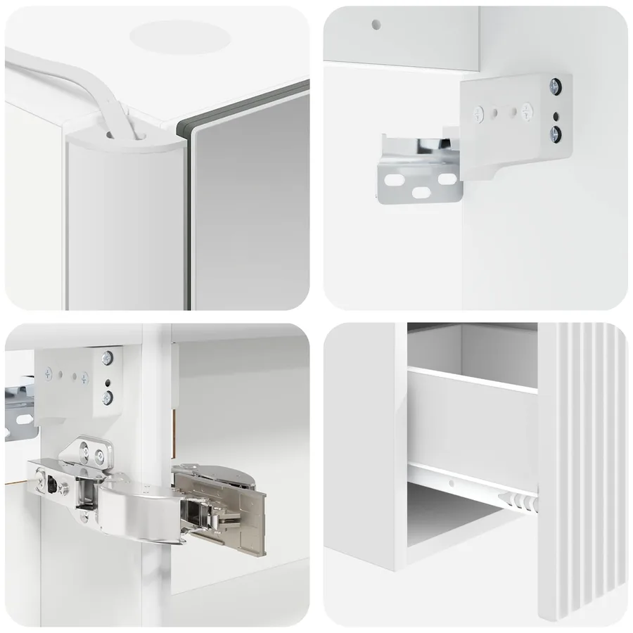 Ensemble d'armoire de salle de bain 5 pcs Blanc - 9