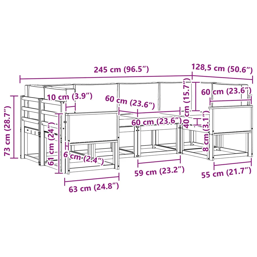 Ensemble de canapés d'extérieur 6 pcs Naturel et Beige - 7