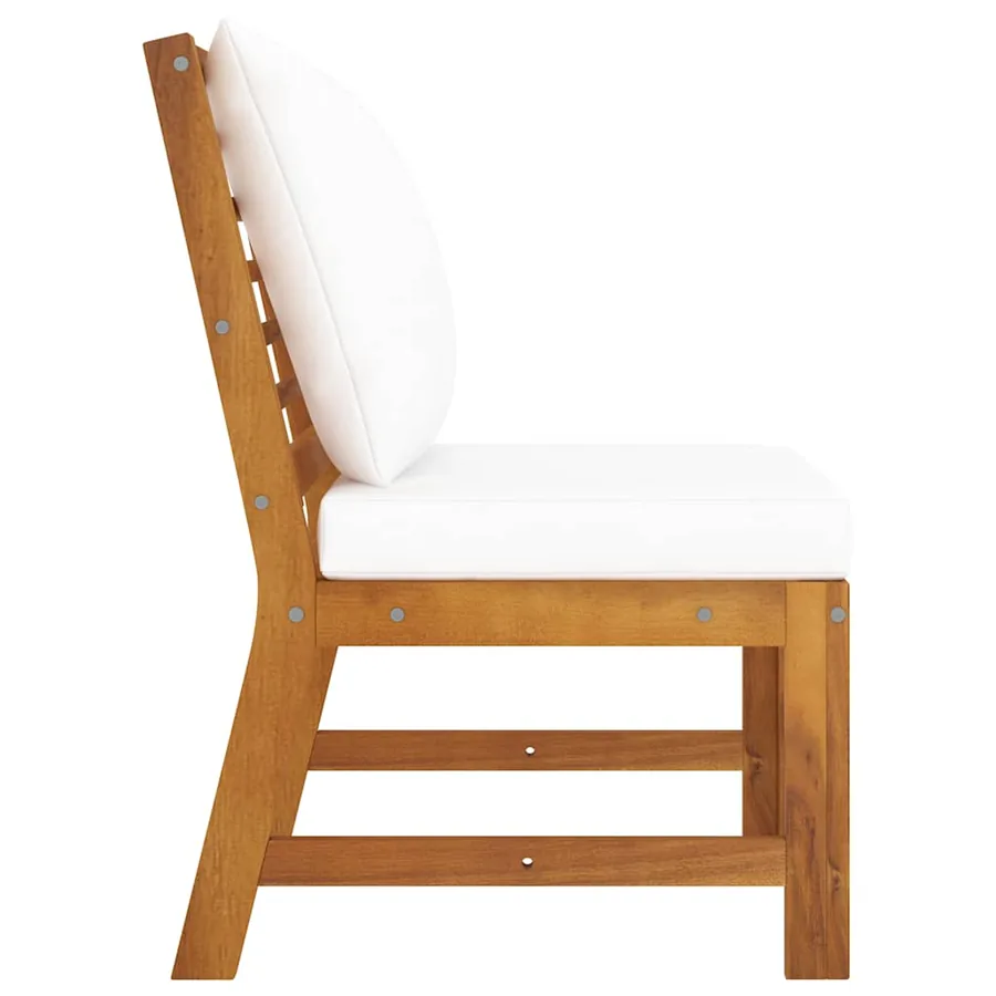 Canapé central sectionnel et coussin crème Bois d'acacia massif - 4