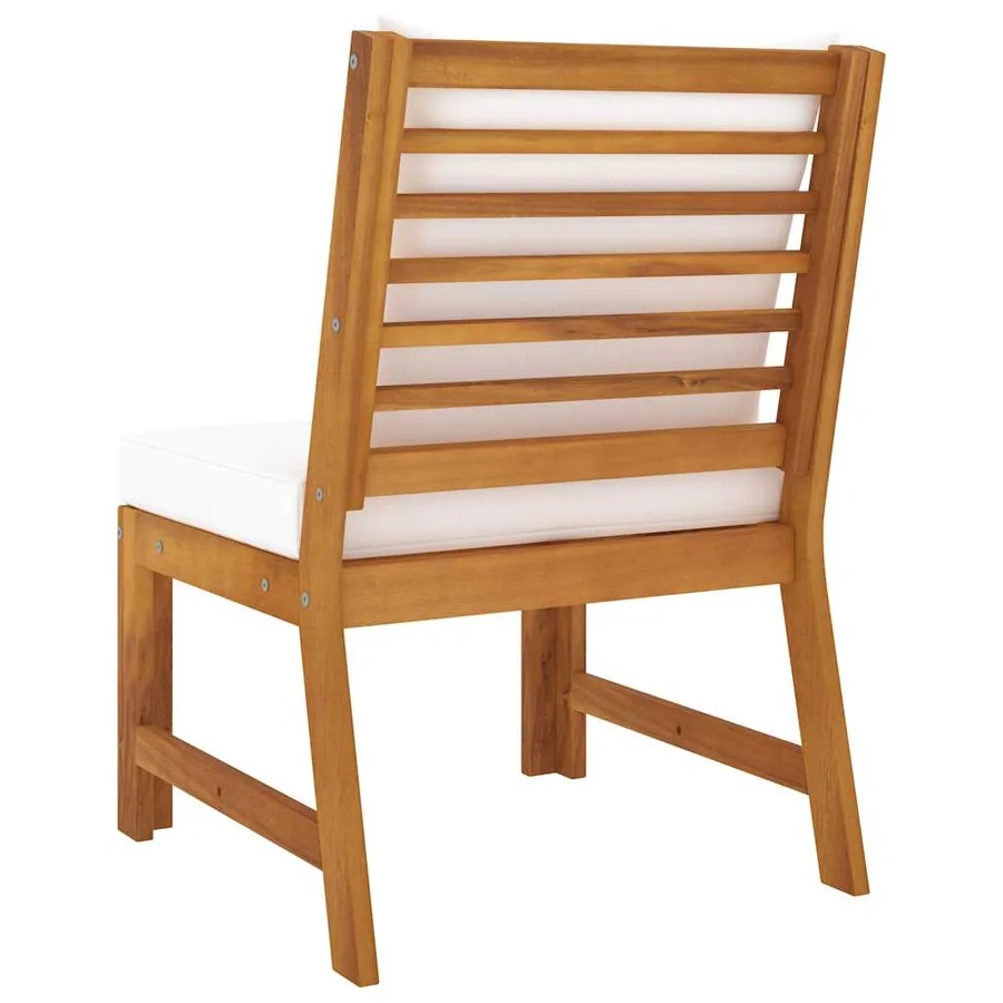 Canapé central sectionnel et coussin crème Bois d'acacia massif - 5