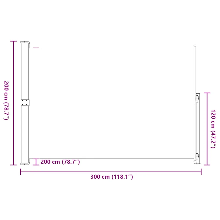 Auvent latéral rétractable de patio 200x300 cm Gris - 9