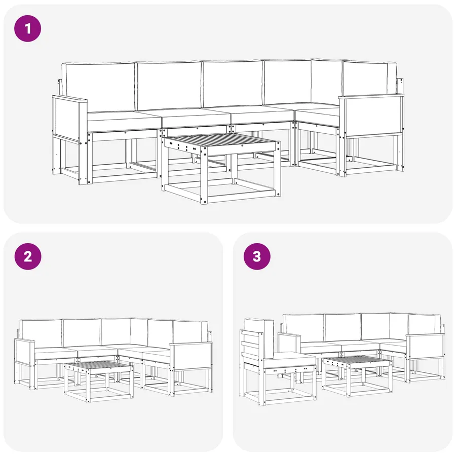 Ensemble de canapés d'extérieur 6 pcs Naturel et Beige - 7
