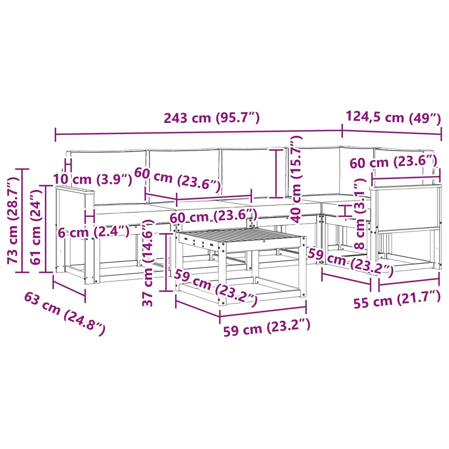 Ensemble de canapés d'extérieur 6 pcs Naturel et Beige - 8