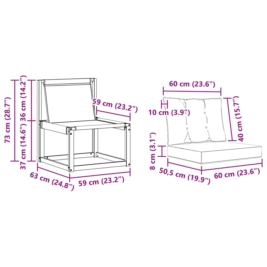 Ensemble de canapés d'extérieur 3 pcs Naturel et gris clair - 7