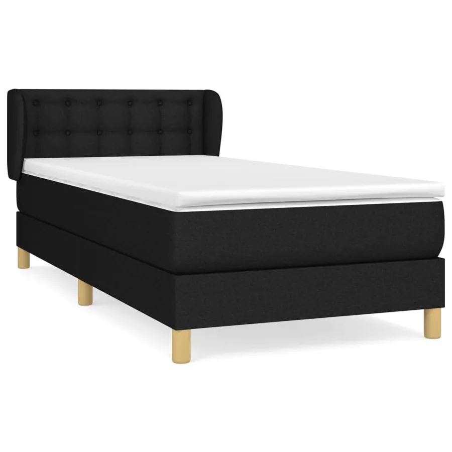 Sommier à lattes de lit avec matelas Noir 100x200 cm Tissu - 2