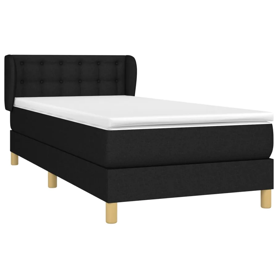 Sommier à lattes de lit avec matelas Noir 100x200 cm Tissu - 3