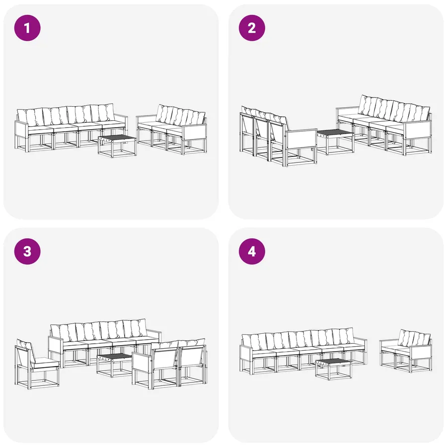 Ensemble de canapés d'extérieur 8 pcs Naturel et noir - 7