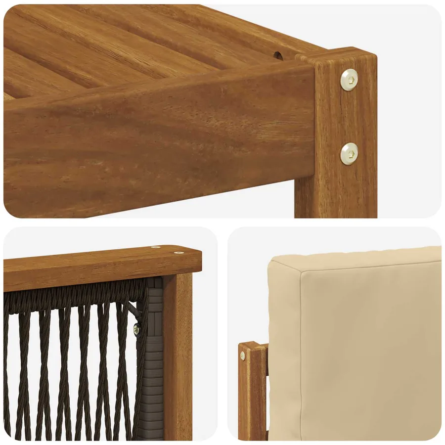 Ensemble de canapés d'extérieur avec coussin 7 pcs Naturel - 5