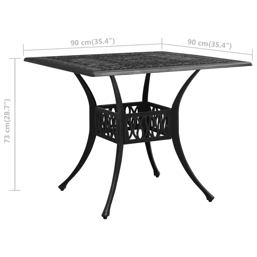 Table de jardin Noir 90x90x73 cm Aluminium coulé - 6