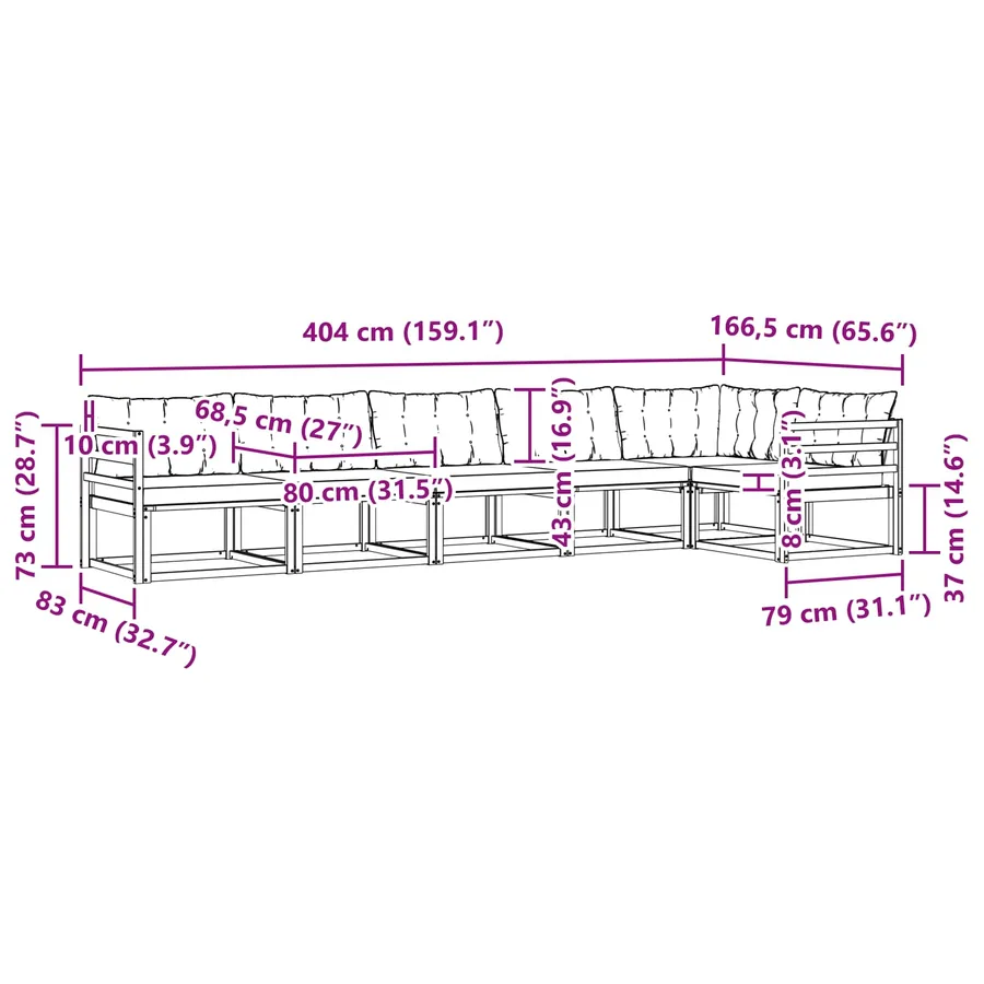 Ensemble de canapés d'extérieur 6 pcs Blanc et gris clair - 9