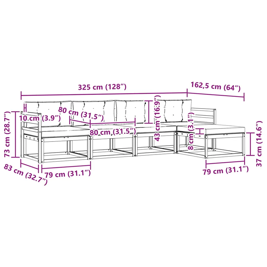 Ensemble de canapés d'extérieur 4 pcs Blanc et crème Polyester - 6