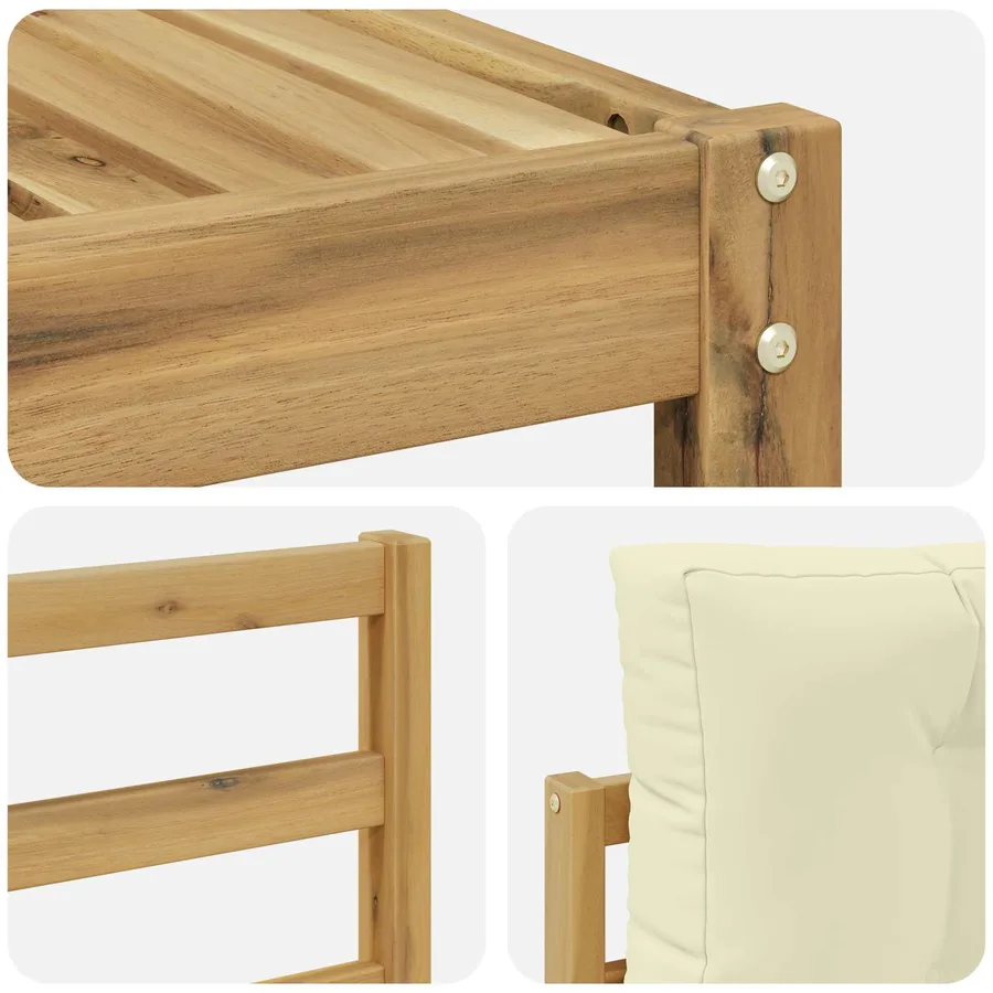 Ensemble de canapés d'extérieur 4 pcs Blanc et crème Polyester - 5