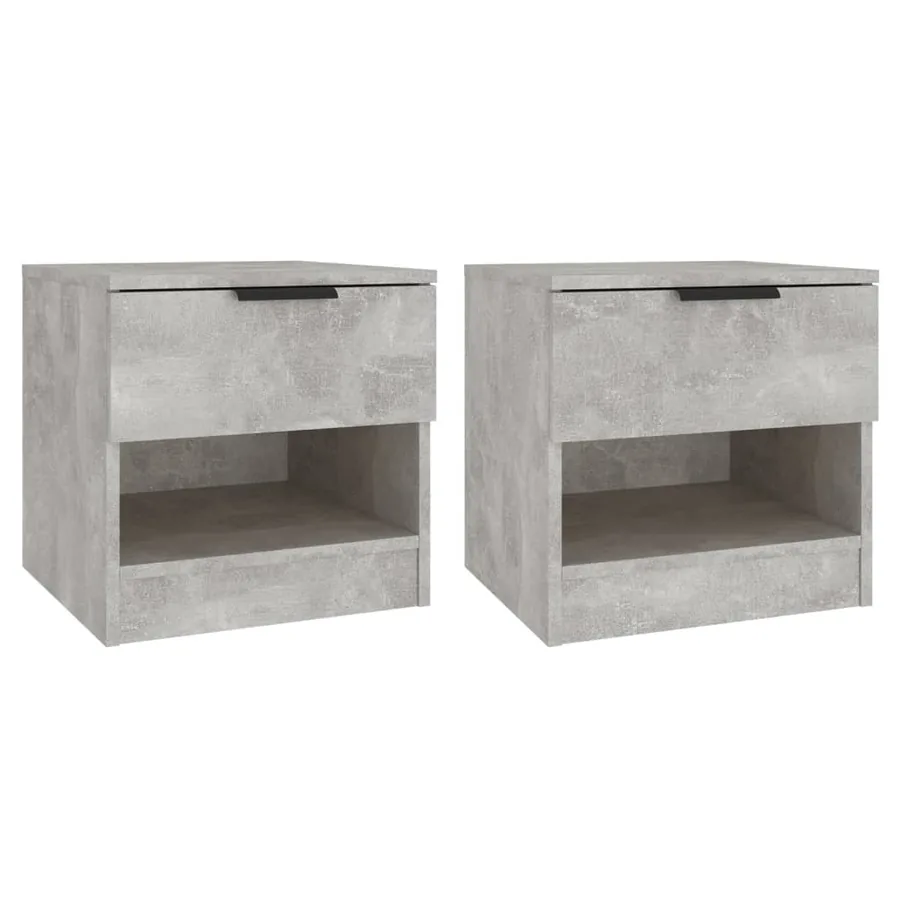 Tables de chevet 2 pcs Gris béton Bois d'ingénierie - 2