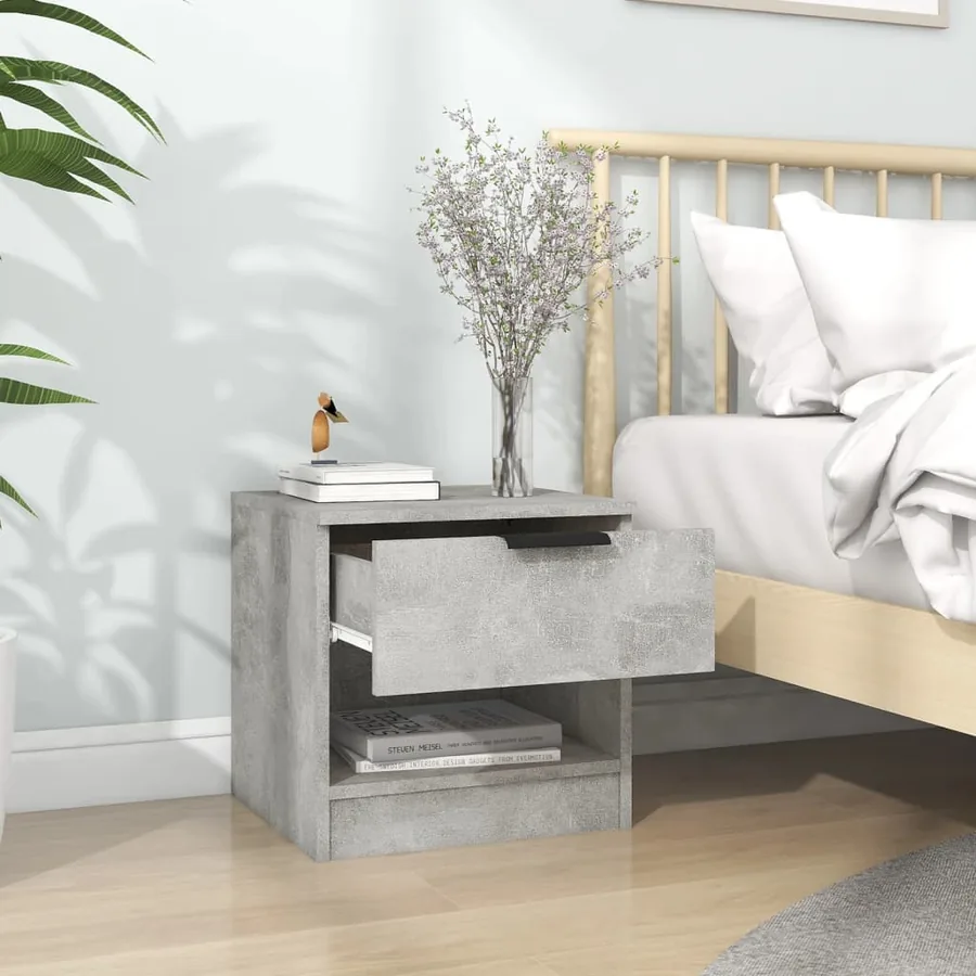 Tables de chevet 2 pcs Gris béton Bois d'ingénierie - 3