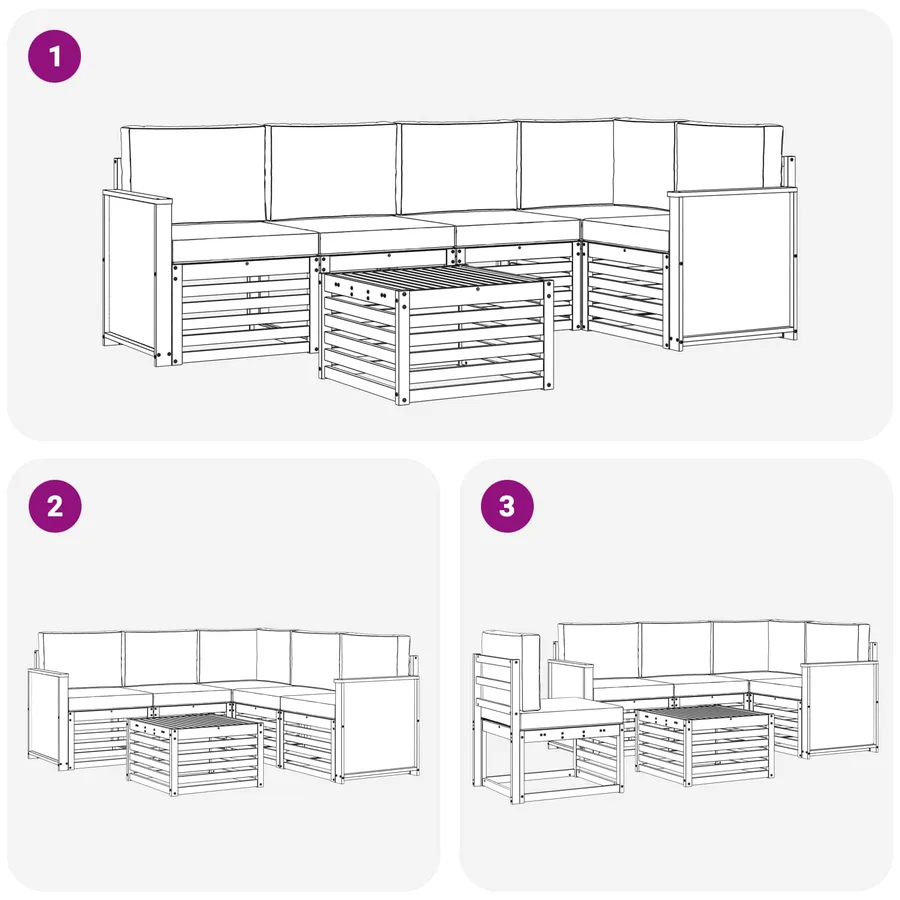 Ensemble de canapé d'angle 5 pcs Naturel et gris clair - 7