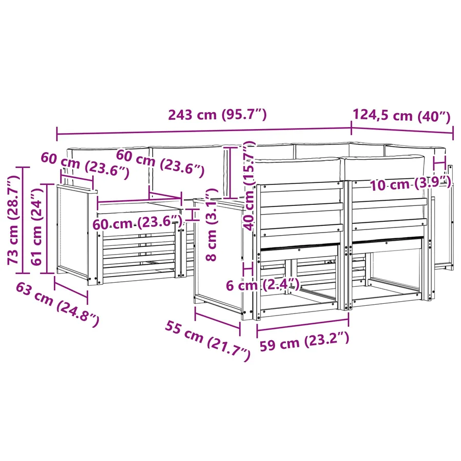 Ensemble de canapé d'angle 6 pcs Naturel et gris clair - 7
