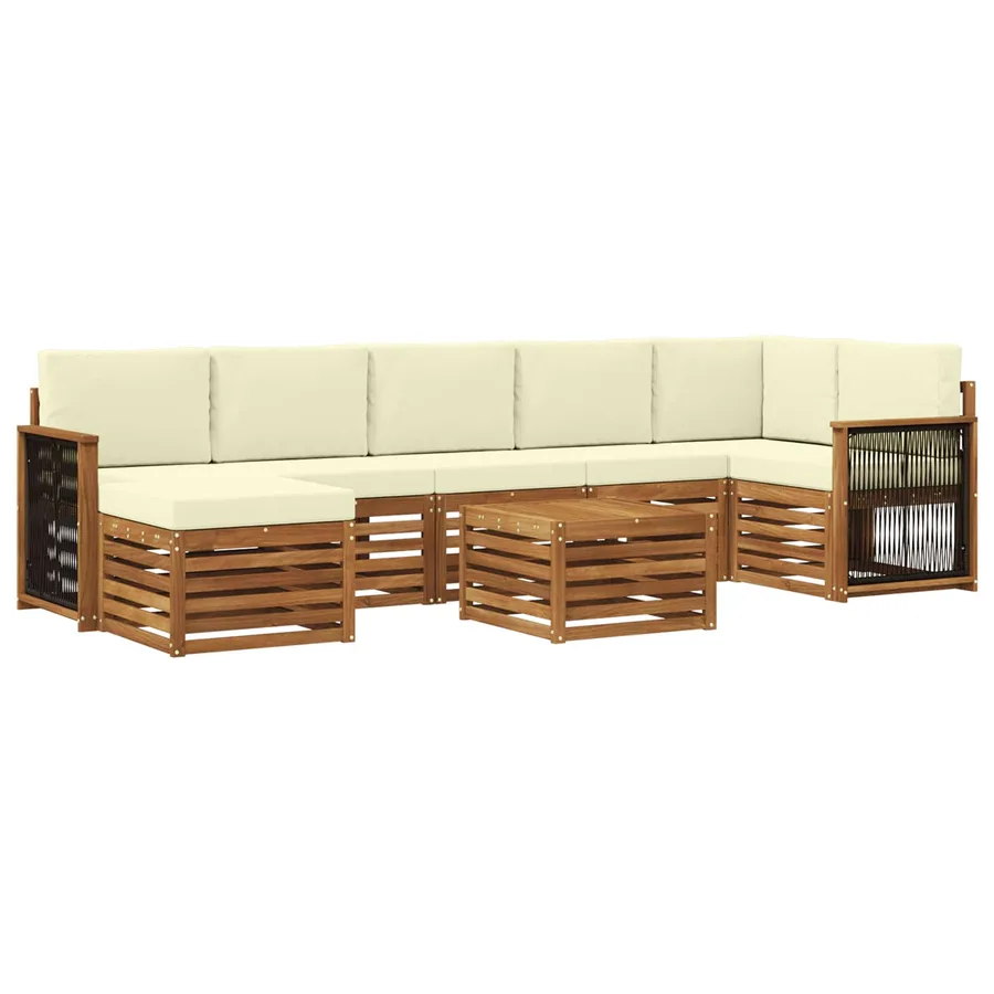 Ensemble de canapés d'extérieur 7 pcs Naturel et Crème - 2
