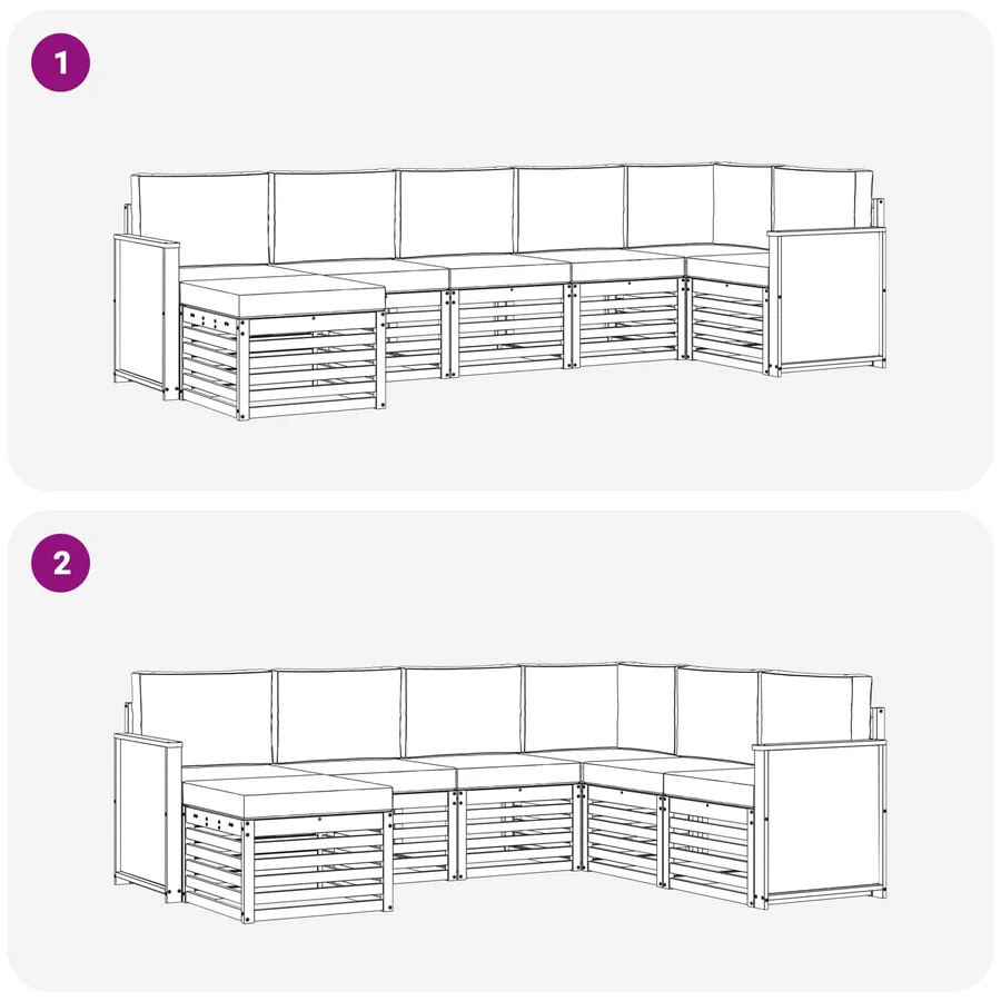 Ensemble de canapé d'angle 6 pcs Naturel et Anthracite - 7