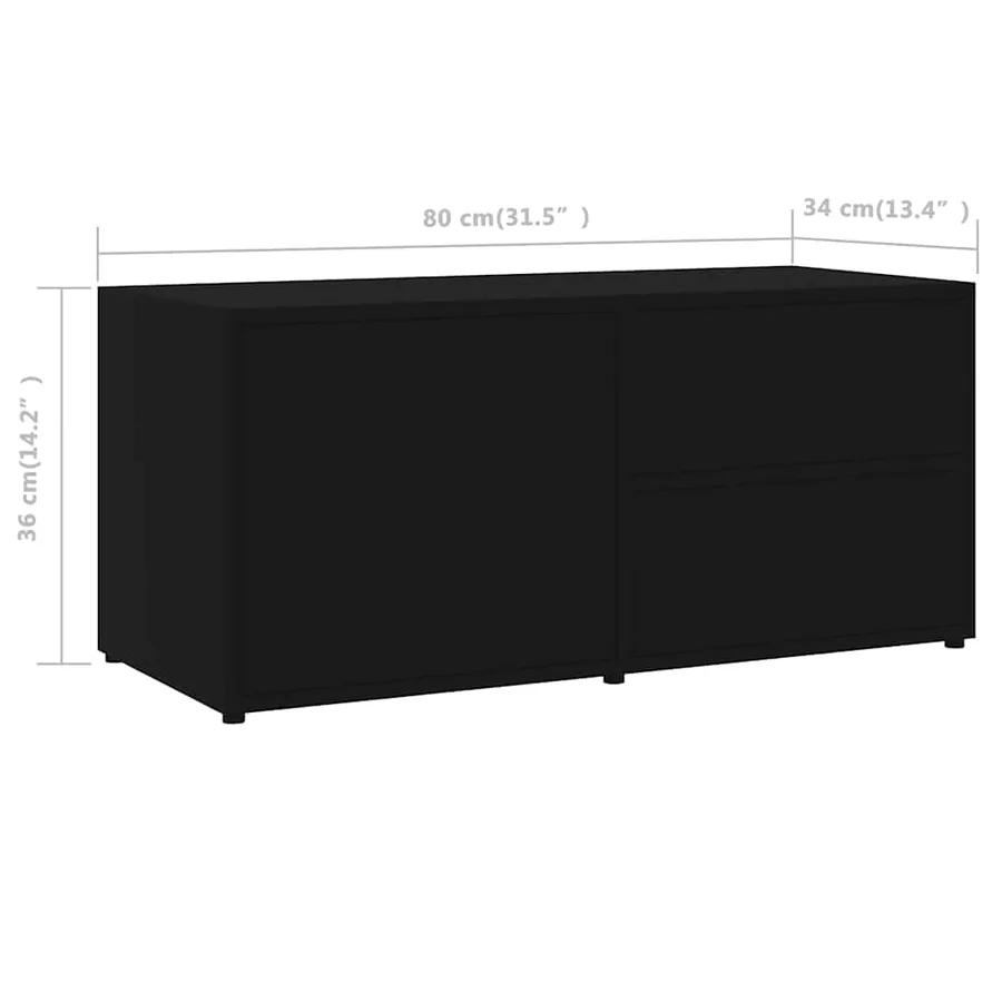 Meuble TV Noir 80x34x36 cm Bois d'ingénierie - 10