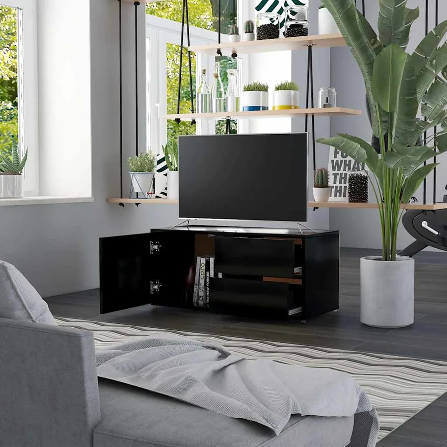 Meuble TV Noir 80x34x36 cm Bois d'ingénierie - 3