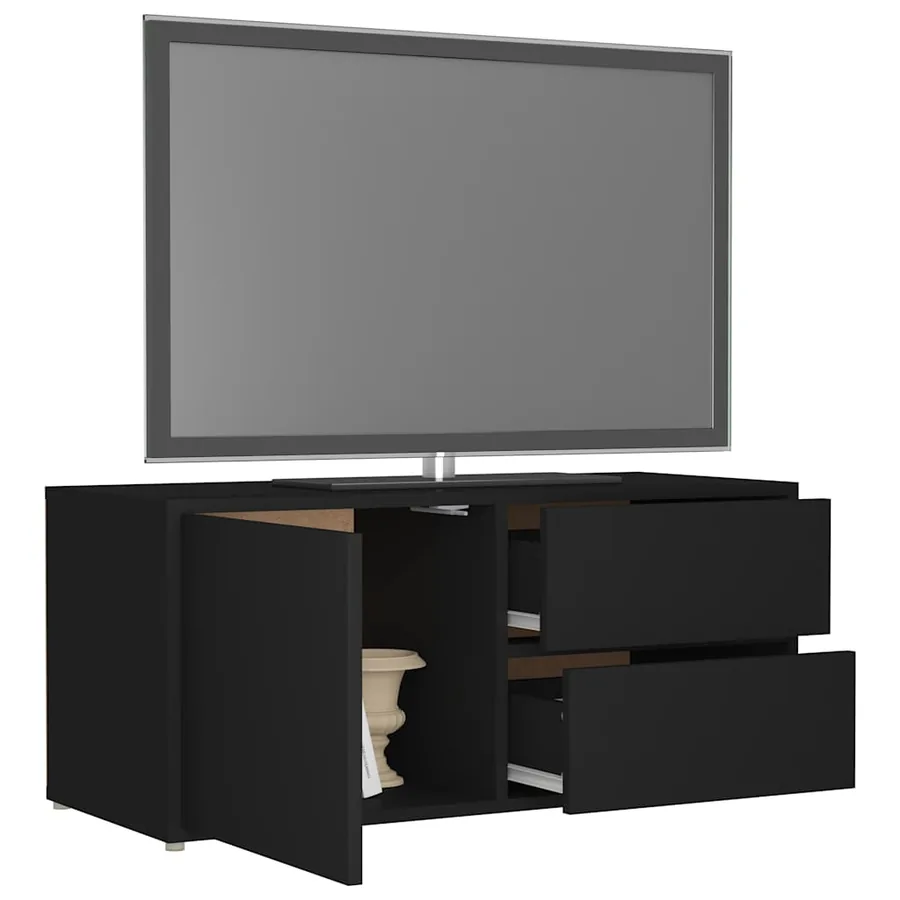 Meuble TV Noir 80x34x36 cm Bois d'ingénierie - 5
