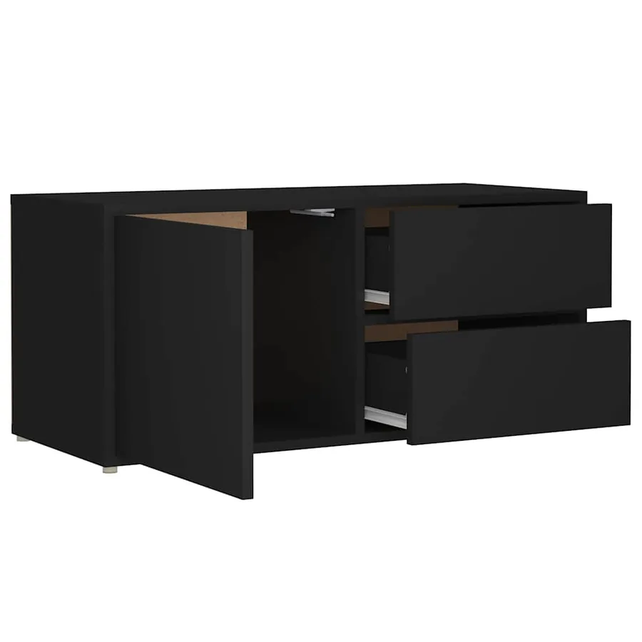 Meuble TV Noir 80x34x36 cm Bois d'ingénierie - 6