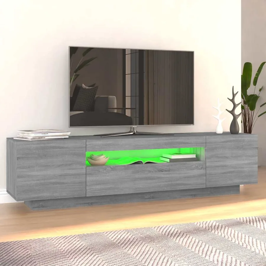 Meuble TV avec lumières LED Sonoma gris 160x35x40 cm - 3