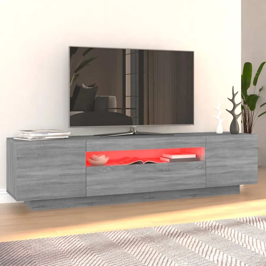 Meuble TV avec lumières LED Sonoma gris 160x35x40 cm - 4