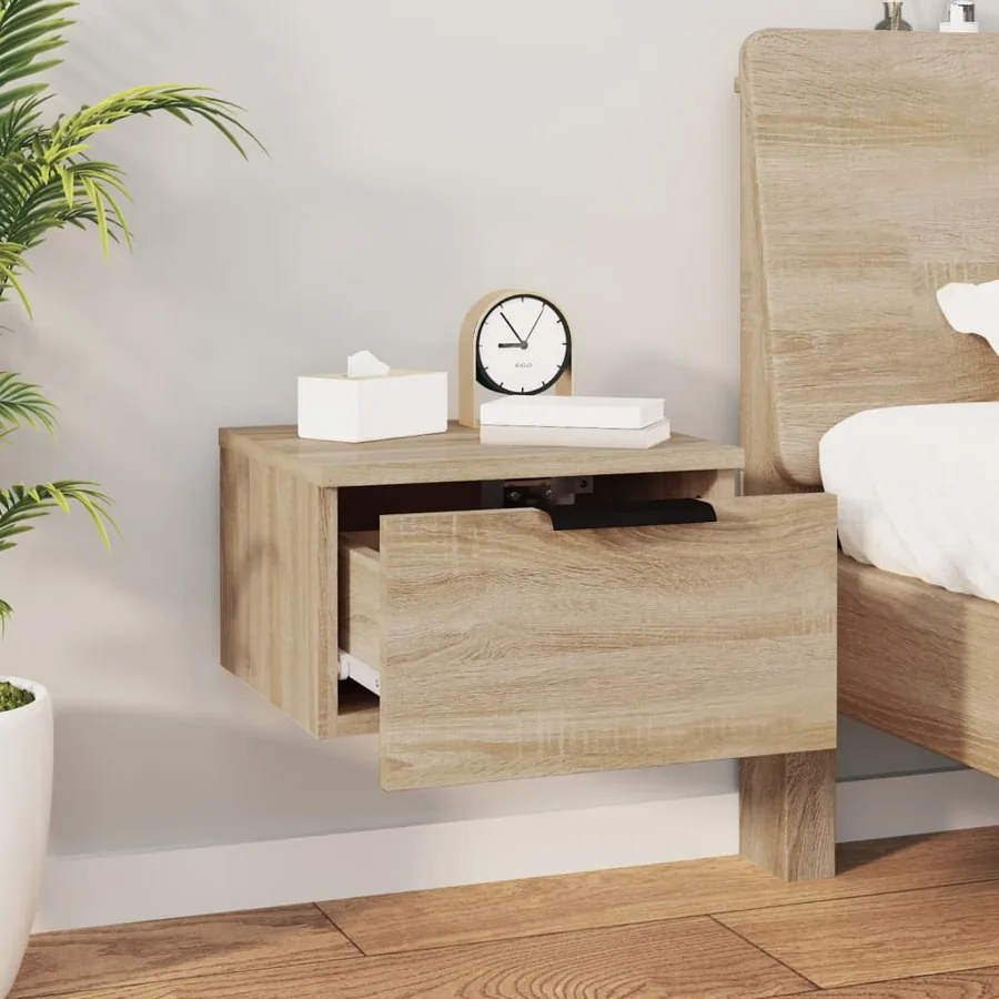 Tables de chevet murales 2 pcs Chêne sonoma 34x30x20 cm - 4
