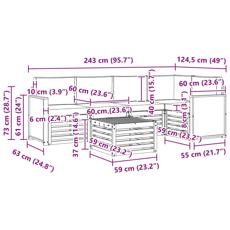 Ensemble de canapé d'angle avec coussin 5 pcs Naturel - 8