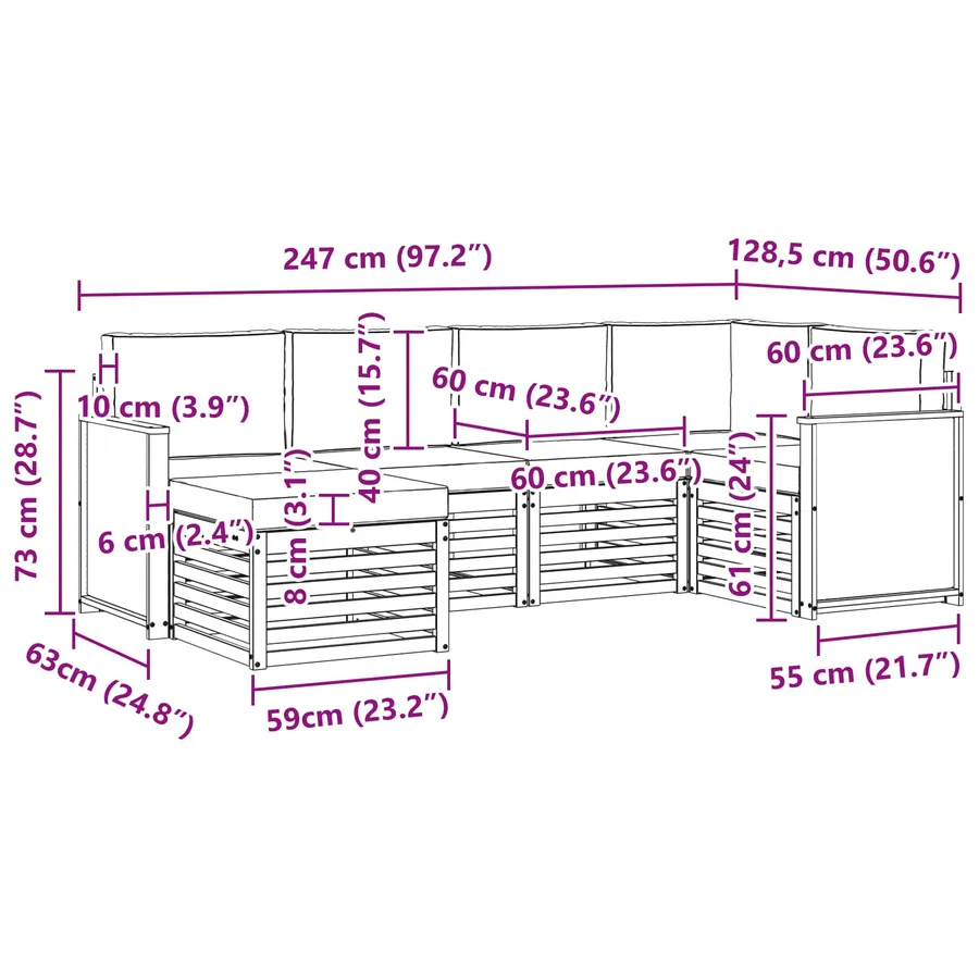 Ensemble de canapé d'angle 5 pcs Naturel et gris clair - 7