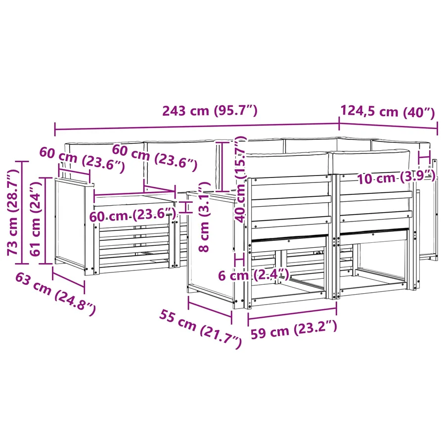 Ensemble de canapé d'angle 6 pcs Naturel et Anthracite - 7