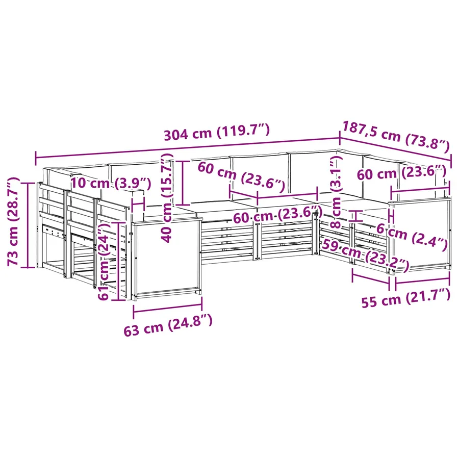 Ensemble de canapé d'angle 7 pcs Naturel et Anthracite - 8